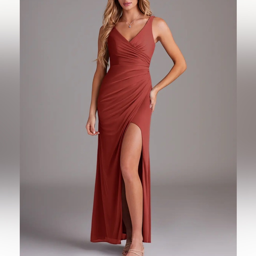 Azazie Terracotta Leandra Dress